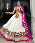 Celebrate Navratri with Our Rayon Gamthi Work Lehenga Choli and Eye - catching Leheriya Dupatta - ReadyToWearshop