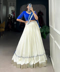 Celebrate the festivities with flair in this plain white Navratri lehenga choli for woman in USA - ReadyToWearshop