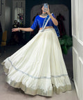 Celebrate the festivities with flair in this plain white Navratri lehenga choli for woman in USA - ReadyToWearshop