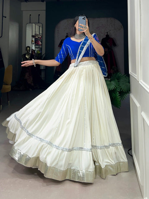 Celebrate the festivities with flair in this plain white Navratri lehenga choli for woman in USA - ReadyToWearshop