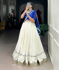 Celebrate the festivities with flair in this plain white Navratri lehenga choli for woman in USA - ReadyToWearshop