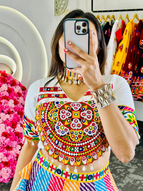 Chanderi silk Multi Color Navaratri Wear Lehenga Choli For Women In USA - ReadyToWearshop