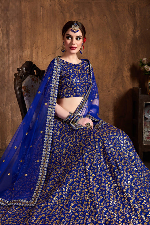 Traditional Royal Blue fancy lehenga Choli for women with Dupatta in USA - ReadyToWearshop