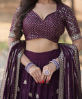 Designer Lehenga collection Made with Faux Blooming With Sequins And thread Embroidered work Lehenga Choli with Dupatta - ReadyToWearshop