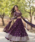 Designer Lehenga collection Made with Faux Blooming With Sequins And thread Embroidered work Lehenga Choli with Dupatta - ReadyToWearshop