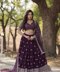 Designer Lehenga collection Made with Faux Blooming With Sequins And thread Embroidered work Lehenga Choli with Dupatta - ReadyToWearshop