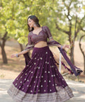 Designer Lehenga collection Made with Faux Blooming With Sequins And thread Embroidered work Lehenga Choli with Dupatta - ReadyToWearshop
