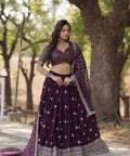 Designer Lehenga collection Made with Faux Blooming With Sequins And thread Embroidered work Lehenga Choli with Dupatta - ReadyToWearshop