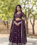 Designer Lehenga collection Made with Faux Blooming With Sequins And thread Embroidered work Lehenga Choli with Dupatta - ReadyToWearshop