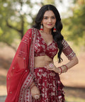 Designer Maroon Dyeable Pure Viscose Jacquard fabric Lehenga Choli & Dupatta Set For Women - ReadyToWearshop