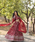 Designer Maroon Dyeable Pure Viscose Jacquard fabric Lehenga Choli & Dupatta Set For Women - ReadyToWearshop