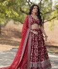 Designer Maroon Dyeable Pure Viscose Jacquard fabric Lehenga Choli & Dupatta Set For Women - ReadyToWearshop
