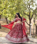 Designer Maroon Dyeable Pure Viscose Jacquard fabric Lehenga Choli & Dupatta Set For Women - ReadyToWearshop