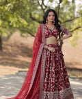 Designer Maroon Dyeable Pure Viscose Jacquard fabric Lehenga Choli & Dupatta Set For Women - ReadyToWearshop