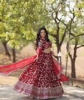 Designer Maroon Dyeable Pure Viscose Jacquard fabric Lehenga Choli & Dupatta Set For Women - ReadyToWearshop