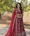 Designer Maroon Dyeable Pure Viscose Jacquard fabric Lehenga Choli & Dupatta Set For Women - ReadyToWearshop