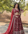 Designer Maroon Dyeable Pure Viscose Jacquard fabric Lehenga Choli & Dupatta Set For Women - ReadyToWearshop