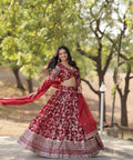 Designer Maroon Dyeable Pure Viscose Jacquard fabric Lehenga Choli & Dupatta Set For Women - ReadyToWearshop