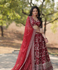 Designer Maroon Dyeable Pure Viscose Jacquard fabric Lehenga Choli & Dupatta Set For Women - ReadyToWearshop