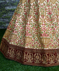 Elegant Make you're ethnic look more stylish & classic with this gleaming Cream - colored taffeta silk lehenga choli - ReadyToWearshop