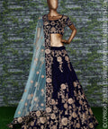 Elegant Navy Blue Lehenga set is Adorned with Colourful Resham Embroidery on the Blouse and Lehenga for women. - ReadyToWearshop