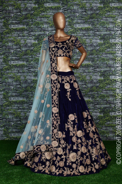Elegant Navy Blue Lehenga set is Adorned with Colourful Resham Embroidery on the Blouse and Lehenga for women. - ReadyToWearshop