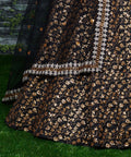 Featuring a black[color] Raw silk leheng pattern with golden sequins all over lehenga choli for women - ReadyToWearshop
