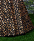 Featuring a black[color] Raw silk leheng pattern with golden sequins all over lehenga choli for women - ReadyToWearshop