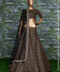 Featuring a black[color] Raw silk leheng pattern with golden sequins all over lehenga choli for women - ReadyToWearshop
