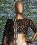 Featuring a black[color] Raw silk leheng pattern with golden sequins all over lehenga choli for women - ReadyToWearshop