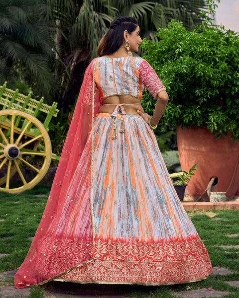 Festive Pink Party wear Heavy Lehenga Choli for Women with Dupatta Sequence Lehenga Choli In USA - ReadyToWearshop