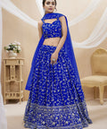 Georgette Blue Party wear Heavy Lehenga Choli for Women with Dupatta Sequence Lehenga Choli In USA - ReadyToWearshop