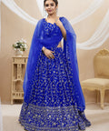 Georgette Blue Party wear Heavy Lehenga Choli for Women with Dupatta Sequence Lehenga Choli In USA - ReadyToWearshop