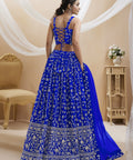 Georgette Blue Party wear Heavy Lehenga Choli for Women with Dupatta Sequence Lehenga Choli In USA - ReadyToWearshop