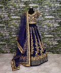 Give yourself an unique look by wearing this exquisite navy blue color silk lehenga set. - ReadyToWearshop