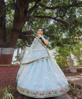 Glam and glow with ethnic beauty at the coming party by draping this colorful organza lehenga choli - ReadyToWearshop