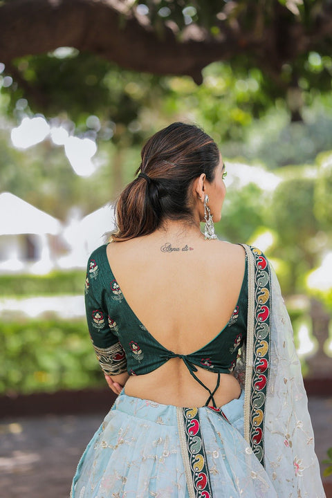 Glam and glow with ethnic beauty at the coming party by draping this colorful organza lehenga choli - ReadyToWearshop