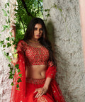Gorgette Red Color Wedding Wear Lehenga Choli For Women In USA - ReadyToWearshop