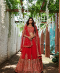 Gorgette Red Color Wedding Wear Lehenga Choli For Women In USA - ReadyToWearshop