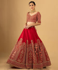 Gorgette Red Color Wedding Wear Lehenga Choli For Women In USA - ReadyToWearshop