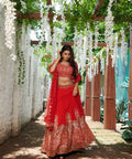 Gorgette Red Color Wedding Wear Lehenga Choli For Women In USA - ReadyToWearshop