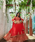 Gorgette Red Color Wedding Wear Lehenga Choli For Women In USA - ReadyToWearshop