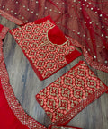 Gorgette Red Color Wedding Wear Lehenga Choli For Women In USA - ReadyToWearshop