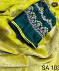 Green Beautifully Designed Saree with blouse in ,USA Perfect for Indian wedding or party wear for women - ReadyToWearshop