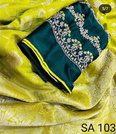 Green Beautifully Designed Saree with blouse in ,USA Perfect for Indian wedding or party wear for women - ReadyToWearshop
