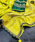 Green Beautifully Designed Saree with blouse in ,USA Perfect for Indian wedding or party wear for women - ReadyToWearshop