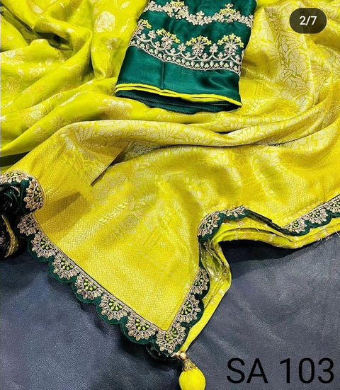 Green Beautifully Designed Saree with blouse in ,USA Perfect for Indian wedding or party wear for women - ReadyToWearshop