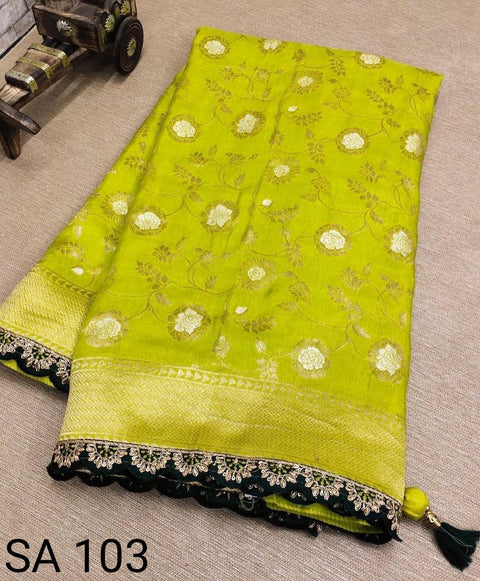 Green Beautifully Designed Saree with blouse in ,USA Perfect for Indian wedding or party wear for women - ReadyToWearshop