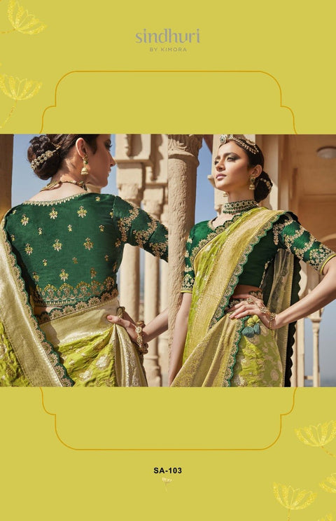Green Beautifully Designed Saree with blouse in ,USA Perfect for Indian wedding or party wear for women - ReadyToWearshop