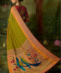 Green Brasso Silk Indian saree with blouse in USA, Perfect for Indian Daily wear, partywear sequins saree - ReadyToWearshop